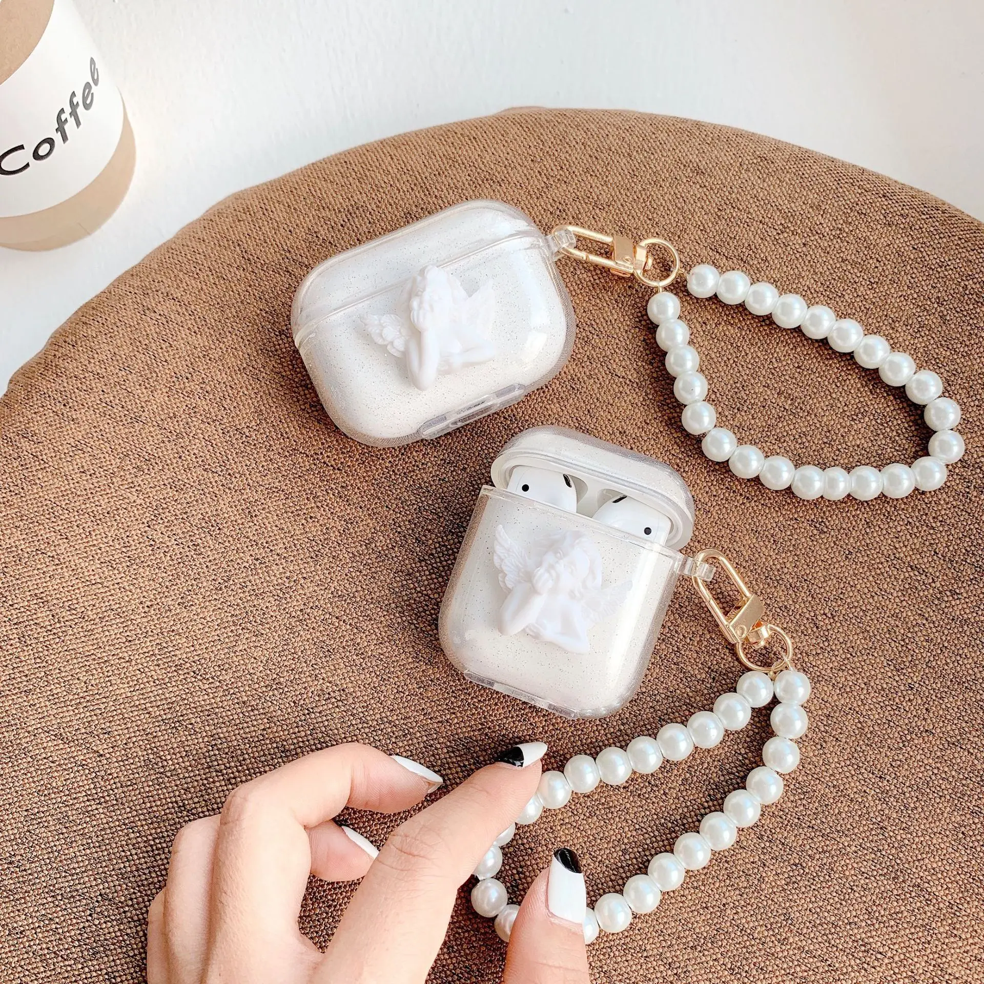 Новинка чехол с ангелом оригинальный жемчужный браслет блестящий для