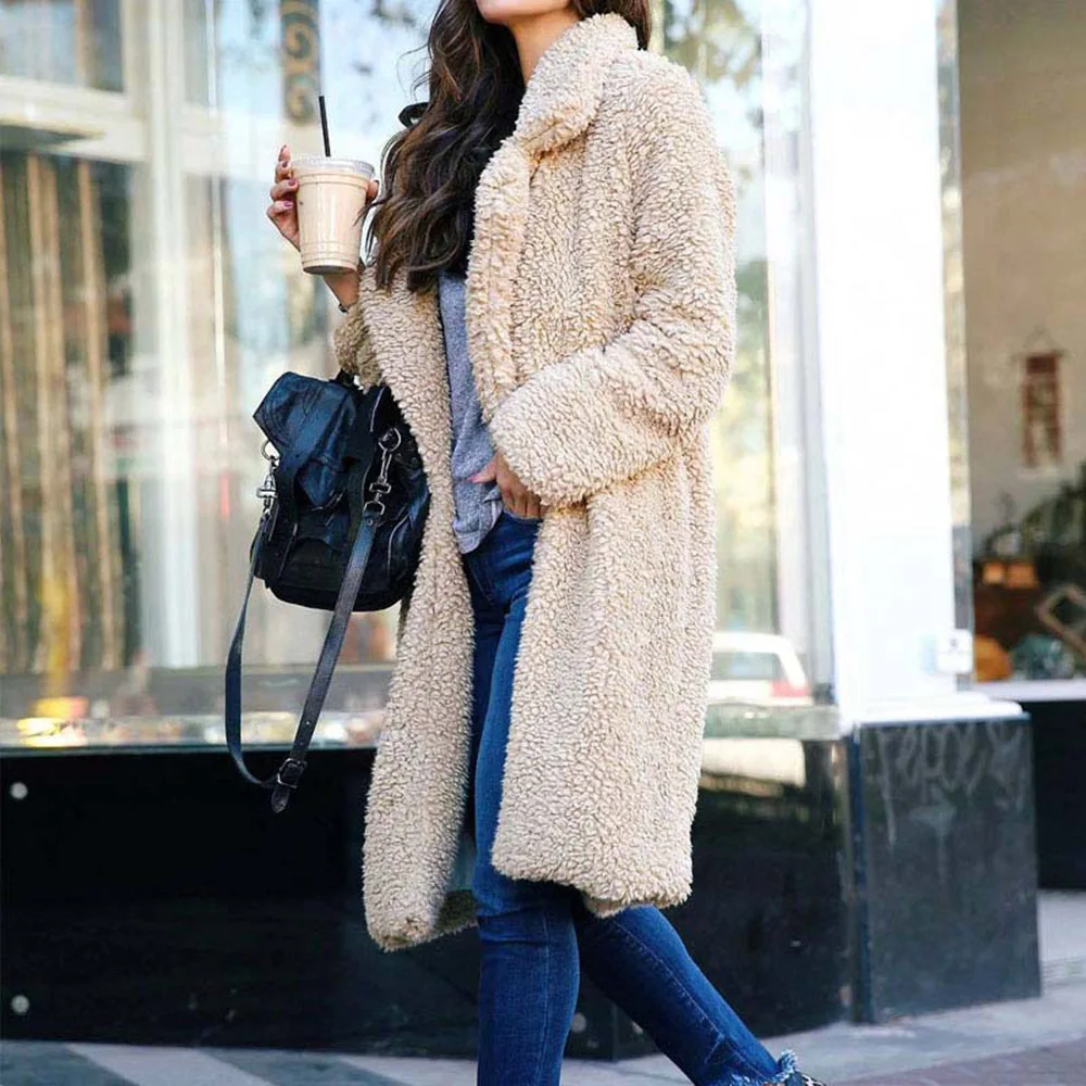 

Women Fur Coat Autumn Winter Coat Women Casual Solid Long Female Vintage Jackets Overcoat Chaqueta Mujer Woman Long Overcoats