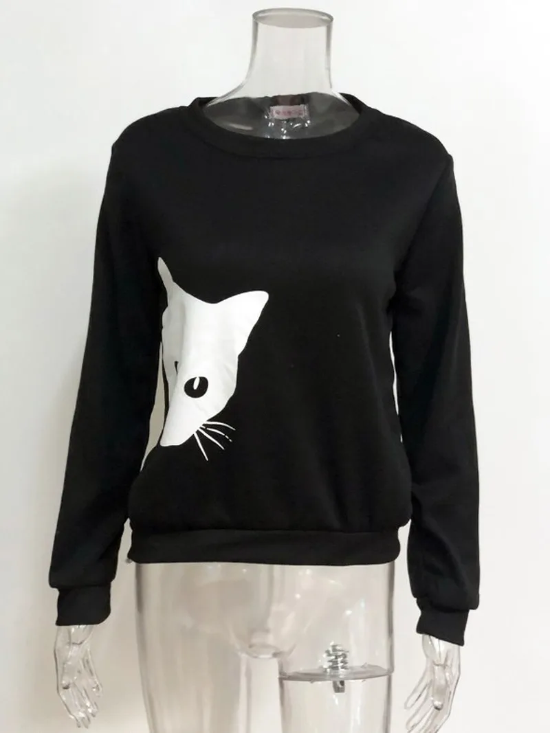 

Cat ladies sweater Korean style trend personality printing loose round neck long sleeve women's sweater 5 colors 4 yards