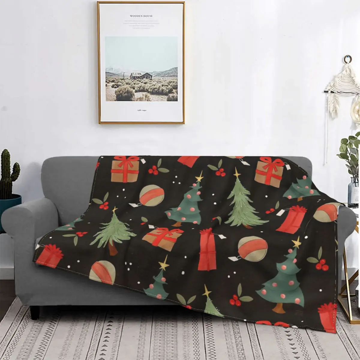 

Manta con patrón de Jolly Acebo, colcha para cama a cuadros, manta de muselina de felpa de Anime, colchas de verano
