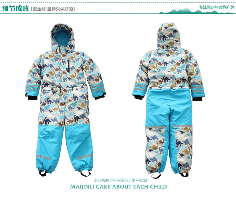 

Waterproof Cold Warm Childrens One-piece Ski Suit Thick Waist Removable Shoulder Agent