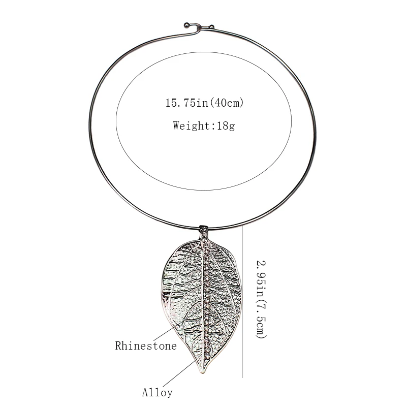 

Fashion Metal Big Leaf Necklaces for Women Big Neck Rhinestone Alloy Necklace Statement Necklace Jewelry 2020