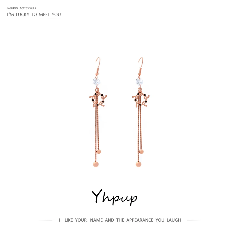 Женские длинные висячие серьги Yhpup вечерние геометрические из нержавеющей стали