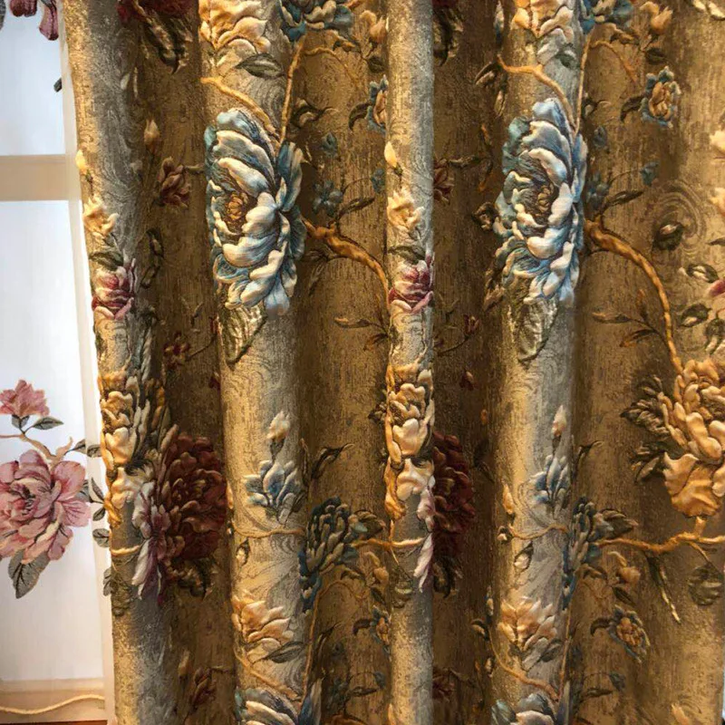 Европейские высокие бежевые 4d-тисненые большие цветы плотные затемняющие