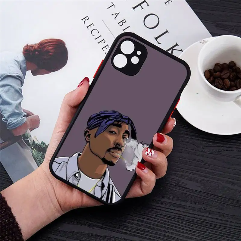 

2PAC famous rapper CARTOON Phone Case matte transparent For iphone 7 8 11 12 plus mini x xs xr pro max cover