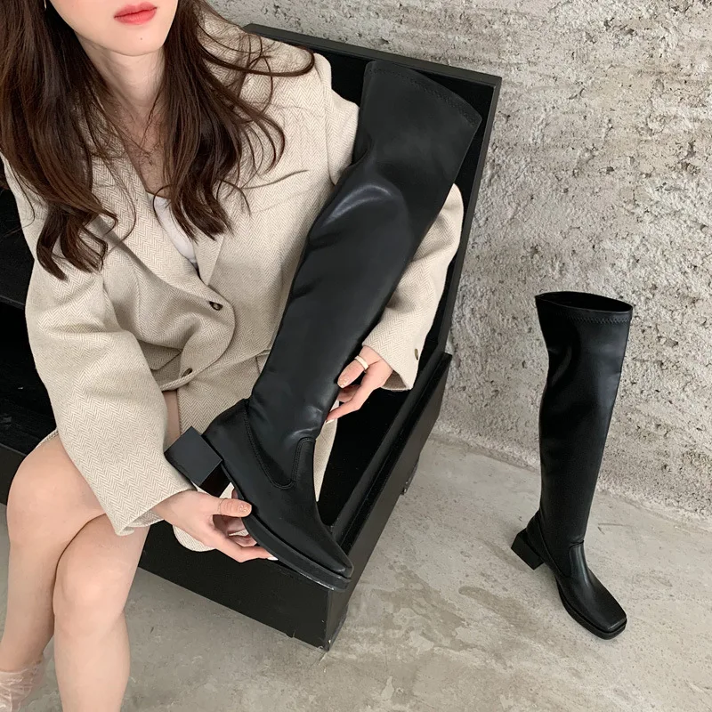 

Women Boots Over Knee Winter Footwear Autumn Shoes Round Toe Boots-Women Luxury Designer Over-the-Knee 2020 Mid Calf