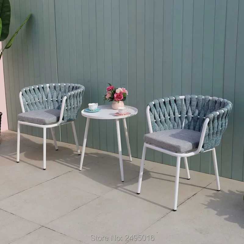 5 предметов плетеная веревочная мебель для внутреннего дворика Обеденный набор