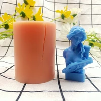 small large size greek mythology ancient character beauty with lyre candle mold silicone clay resin mould