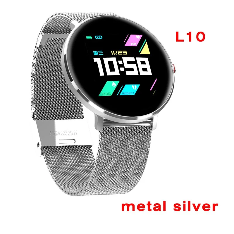 metal silver L10 мужские Смарт-часы IP68 Водонепроницаемые Смарт-часы ЭКГ сердечный ритм кровяное давление фитнес-трекер Bluetooth наручные часы VS L5 L8 часы - Цвет: metal silver