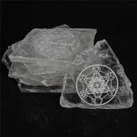 1pcs natural selenite stones with logo quartz healing energy divinations stone home decor