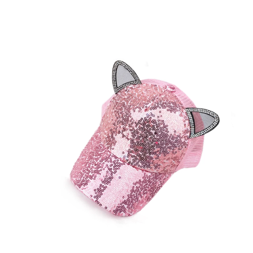 Модная детская шапка с блестками для родителей и детей летняя сетчатая бейсболка