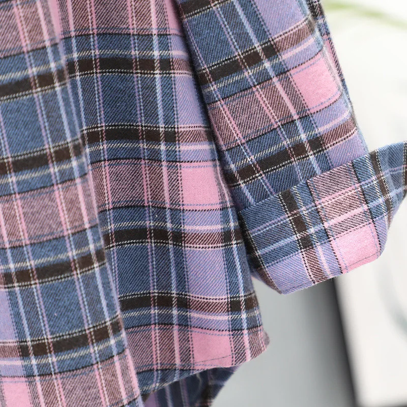 

Plaid Shirt Woman Clothes Korean Style Baggy Long Sleeve Shirts Streetwear Vintage Women's Blouse Button Up Elegant Ladies Tops