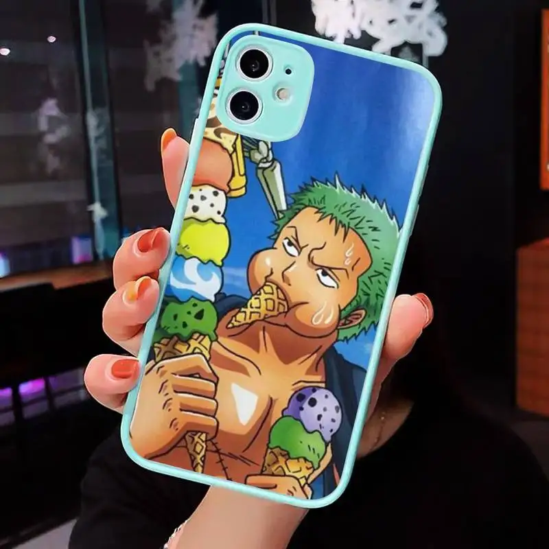 

one Piece of Anime Zoro Phone Case Matte Transparent for iPhone 7 8 11 12 s mini pro X XS XR MAX Plus cover funda