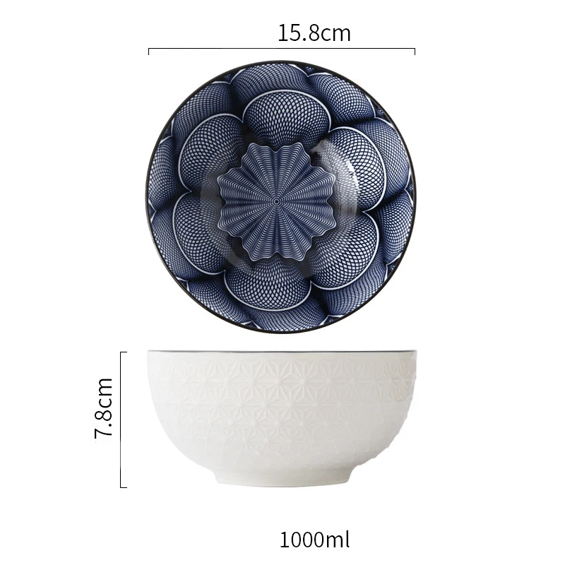 

Nordic Style 6Inch Tableware Bowls Ceramic Home Hand Painted Instant Noodle Soup Restaurant Simple Creative Embossed Ramen Bowl