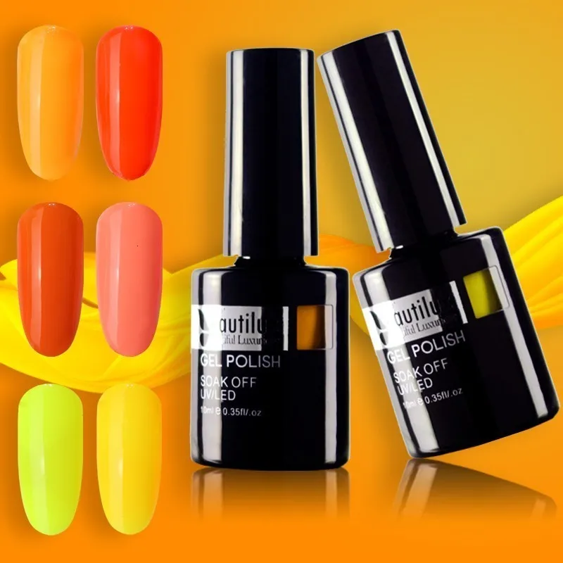 Beautilux 1 шт. жаркое лето неоновый цвет желтый оранжевый гель для ногтей Лаки UV светодиодный гели лак для ногтей Лаки эмаль 10 мл
