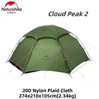 Палатка Naturehike Cloud Peak 2, нейлоновая Ультралегкая Всесезонная палатка для походов на 2 человек, с защитой от дождя, 15D