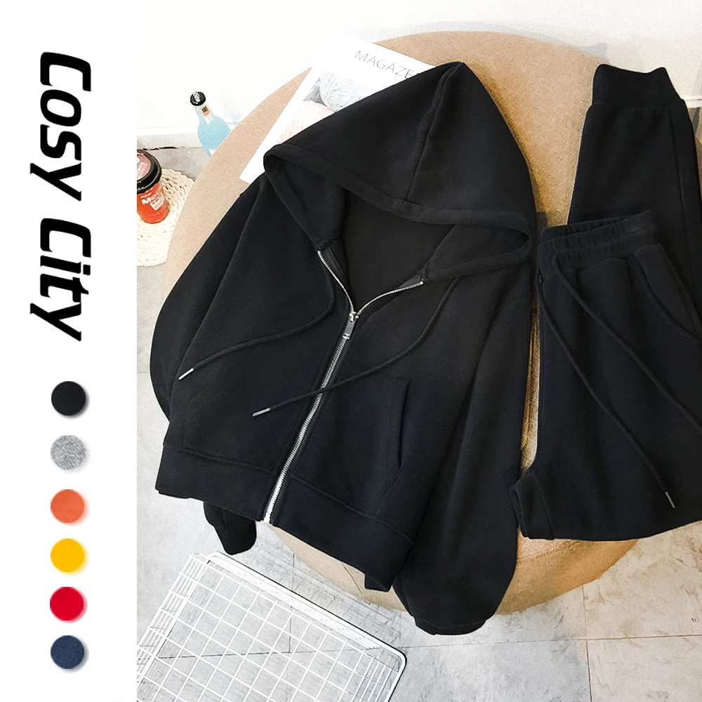 

Женские базовые толстовки на молнии, Женский свитшот с капюшоном, свитер на молнии, Осенний Топ с длинным рукавом, спортивный костюм, спорти...