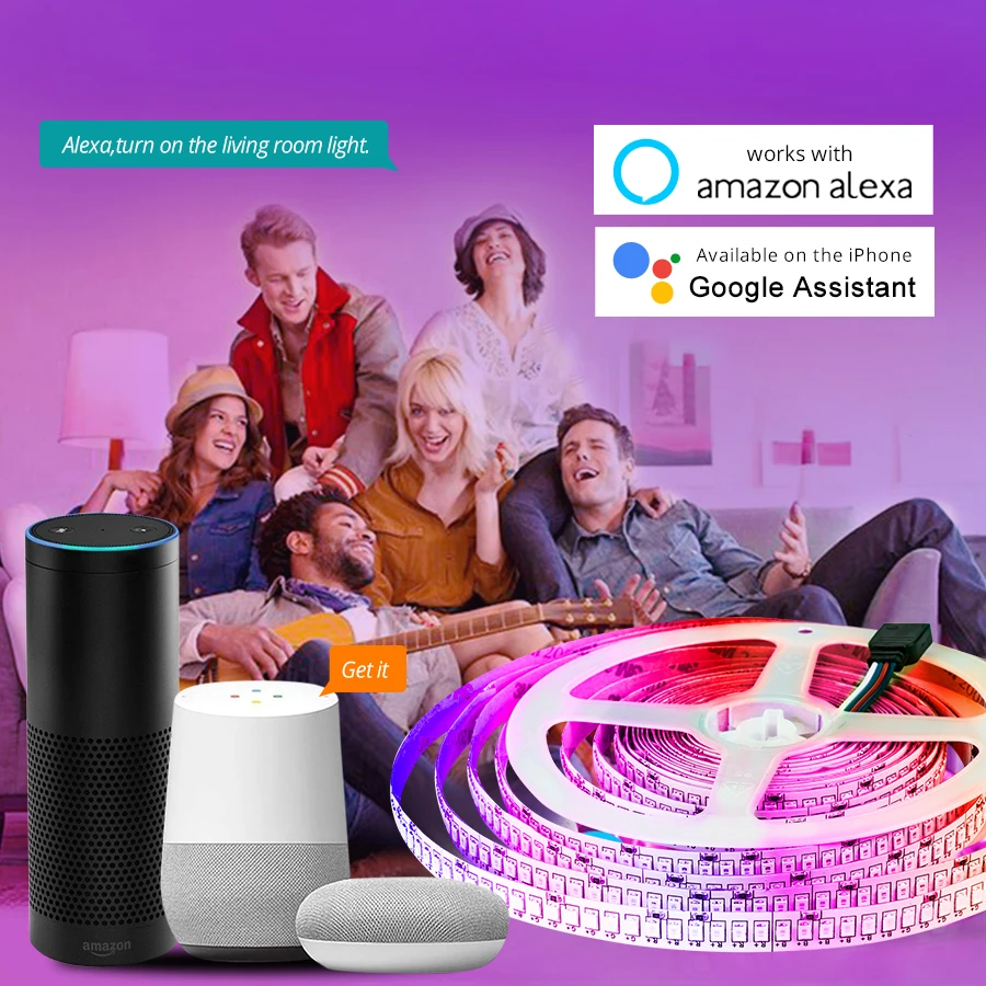 Светодиодная RGB лента SMD2835 с Wi Fi гибкая лампа диодами и управлением через