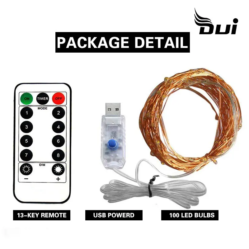 Открытый строка светильник 10 м 20 Водонепроницаемый usb-пду Управление LED fairy