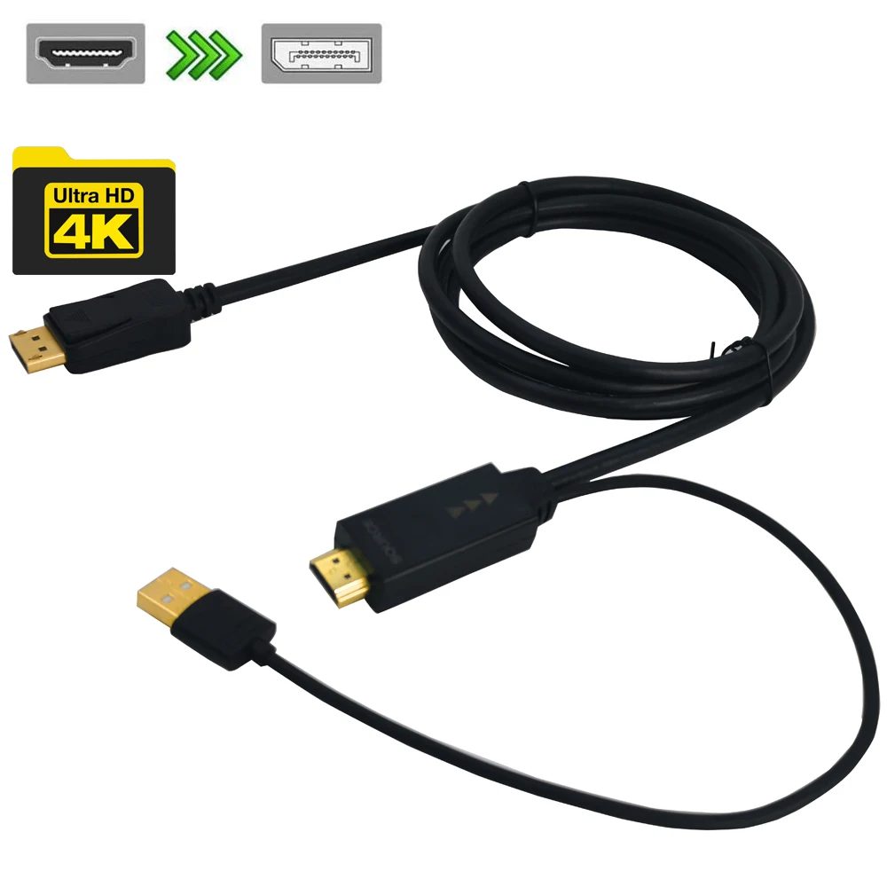 4K HDMI к Displayport активный конвертер Кабель 6ft 1 8 м К DP out для портативных ПК PS4 с