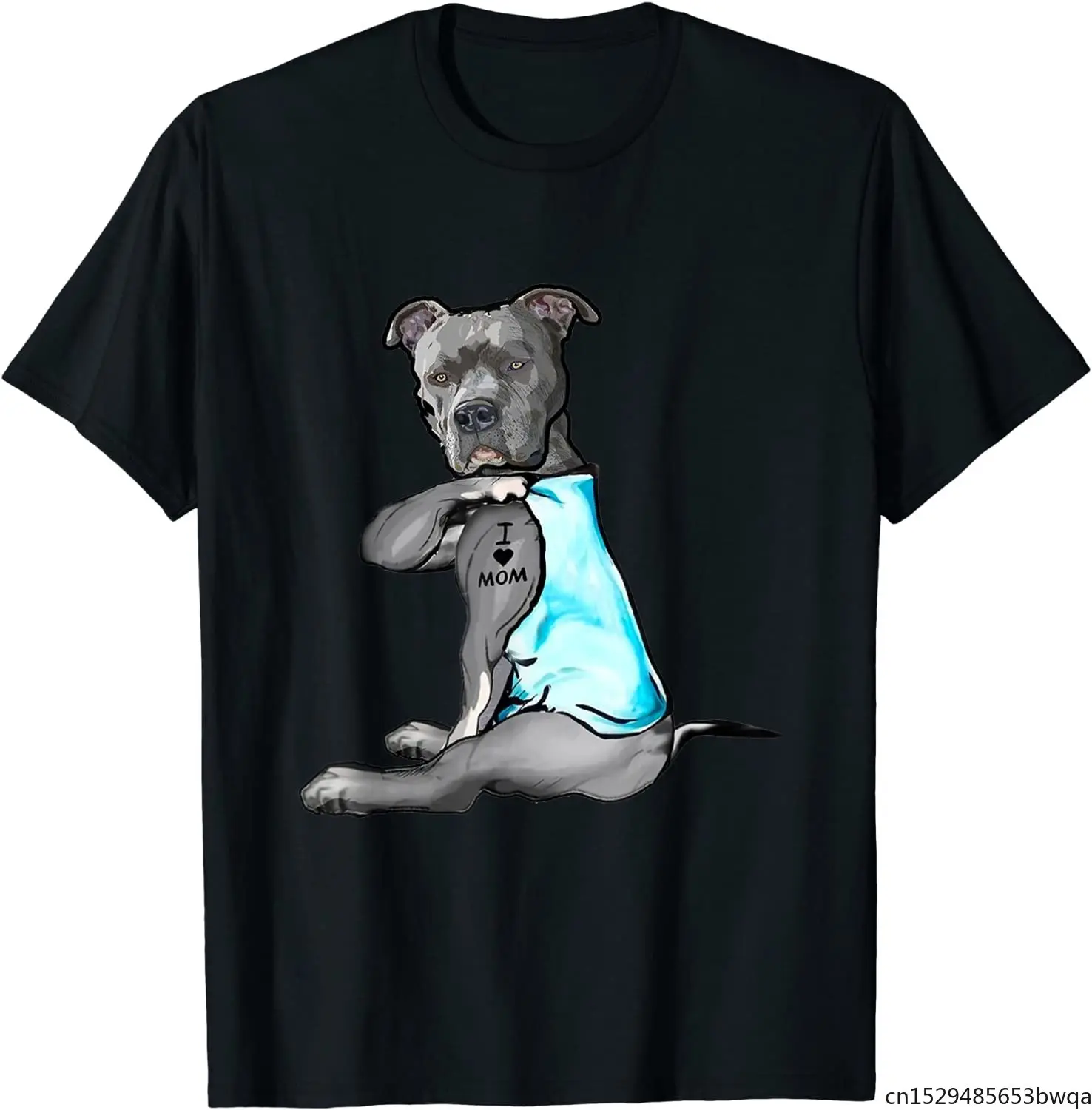 

I Love Mom Tattoo Pitbull Dog Lover Gift Pitbull Mom T-Shirt