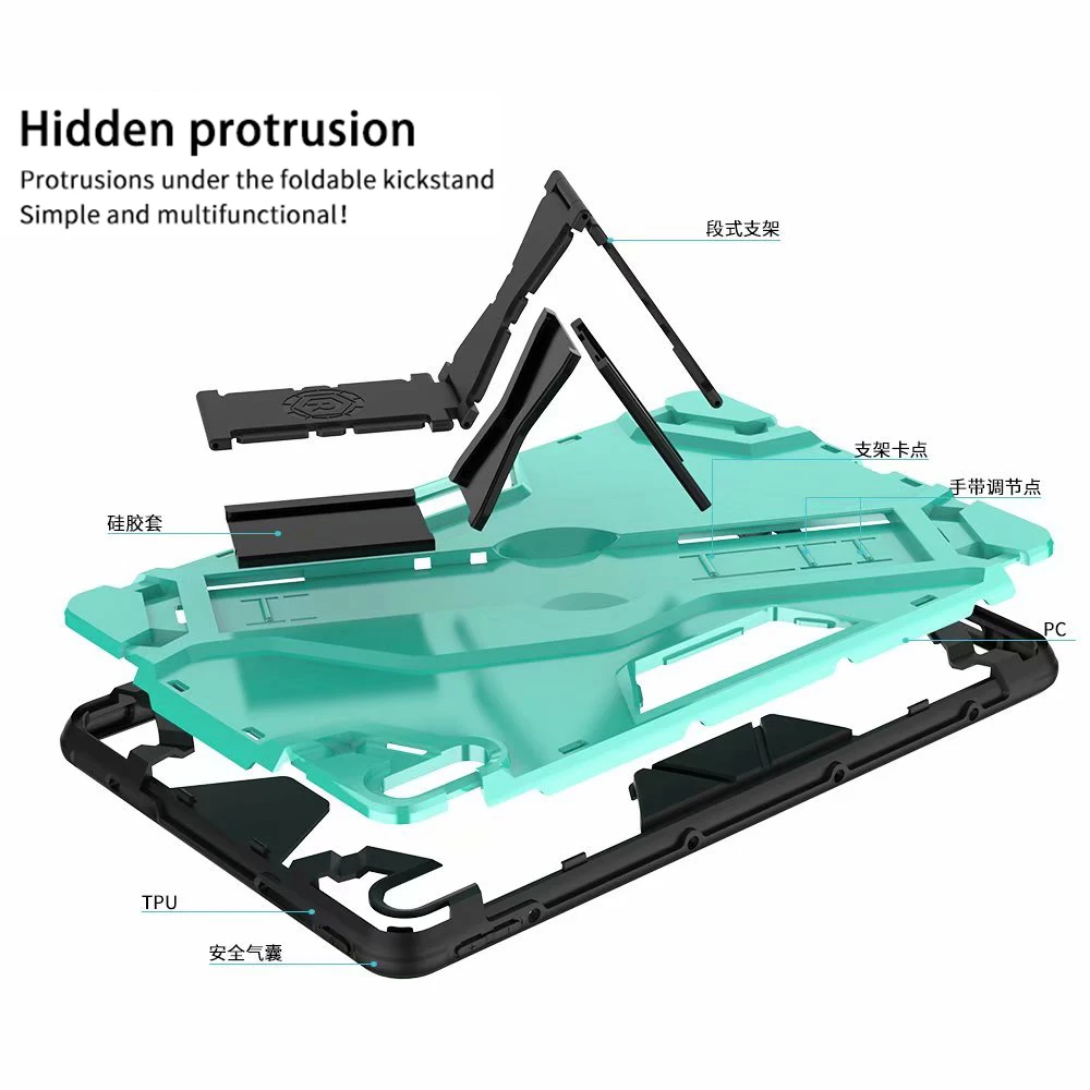 shockproof armor tpupc portable hand strap stand tablet cover for huawei matepad 10 4 inch 2020 bah3 w09 bah3 al00 case free global shipping