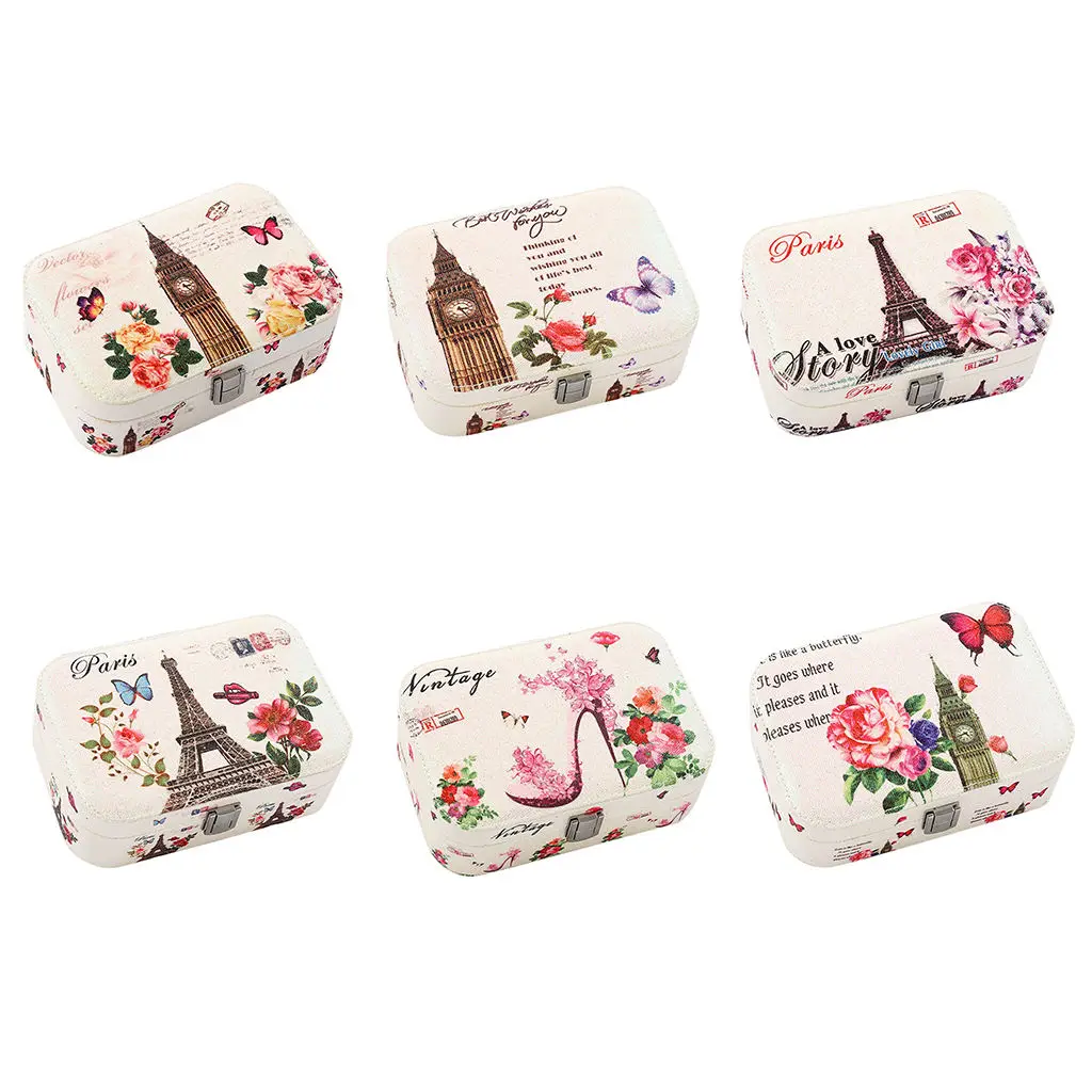 

Safe Locking PU Leather Paris London Style Jewelry Box Case Storage Holders