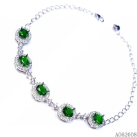 kjjeaxcmy fine jewelry 925 sterling silver inlaid natural diopside bracelet noble female new bracelet support testing