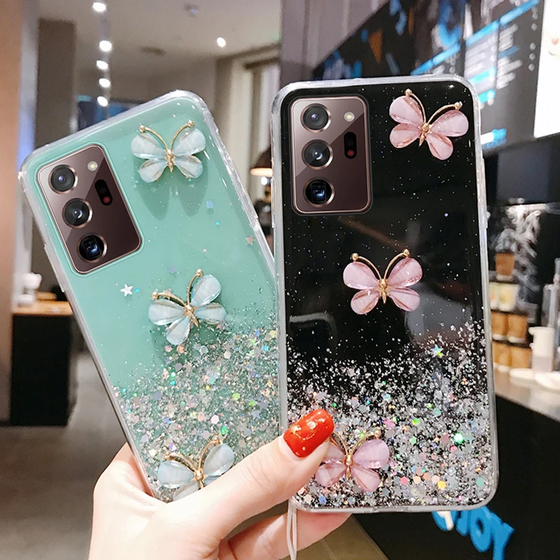 

Luxury Bling Glitter Lanyard Silicone Phone Case For Samsung Galaxy S23 S22 S21 S20 FE Note 20 A72 Plus Ultra-thin Strap Cover