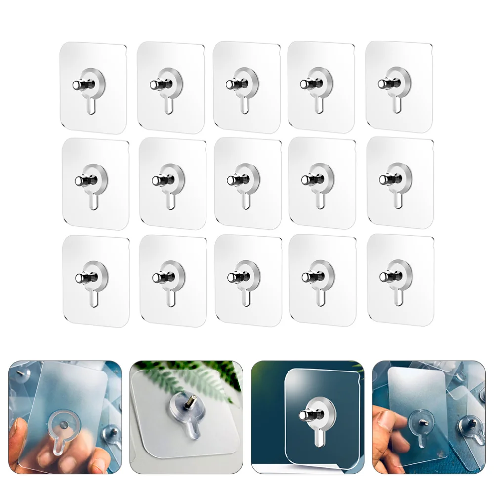 

20 Pcs Furniture Clear Hanger Pads with Screws Non-Trace Hook Kitchen Sticker