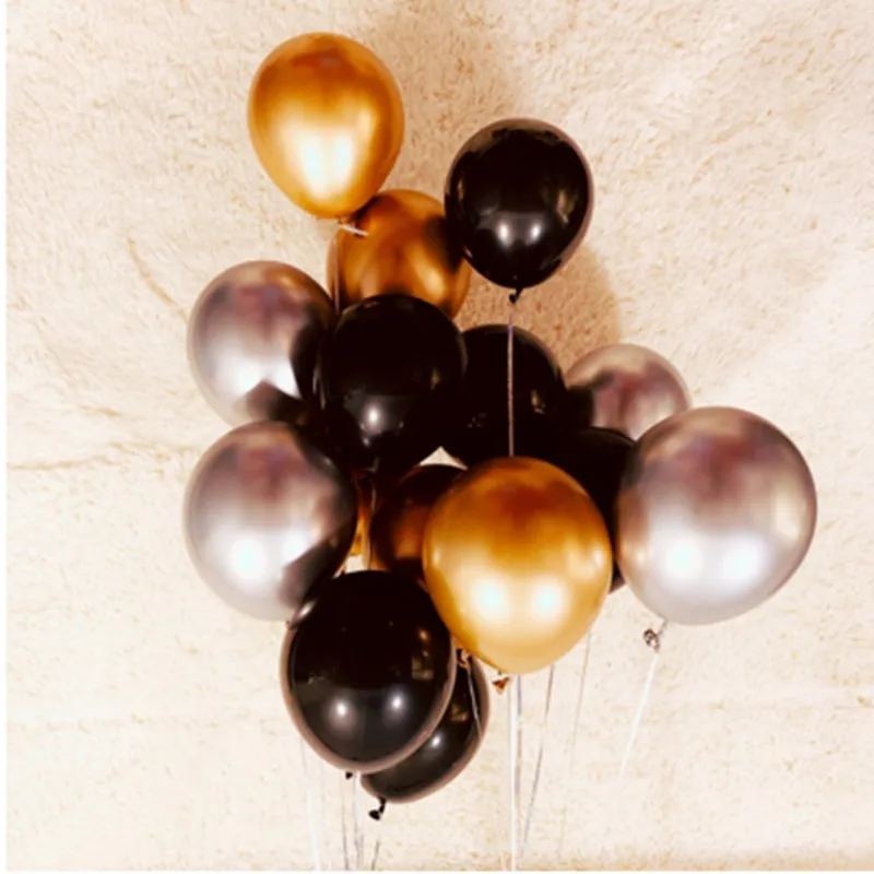 as picture 15pcs of 12" metal gold confetti balloons ink blue white balloon wedding party decoration kids children birthday party supplies - Цвет: as picture