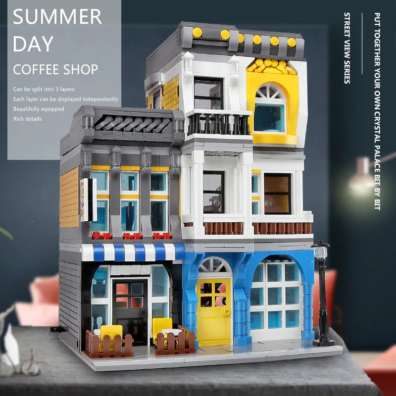 Конструктор Yeshin 0934 MOC эксперт по созданию городская улица летняя кафе