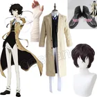 Костюм Аниме Bungo Stray Dogs дазай Осаму, длинная куртка, пальто, костюм для взрослых, мужские костюмы на Хэллоуин, Рождество