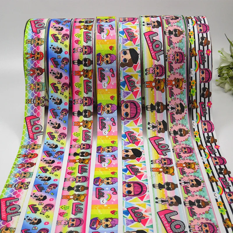 

100 Yards LOL Surprise Doll Printed Grosgrain Ribbon Ribbon DIY Manual Bow Hair Accessories Ribbon Cake Decoration Gift Wrapping