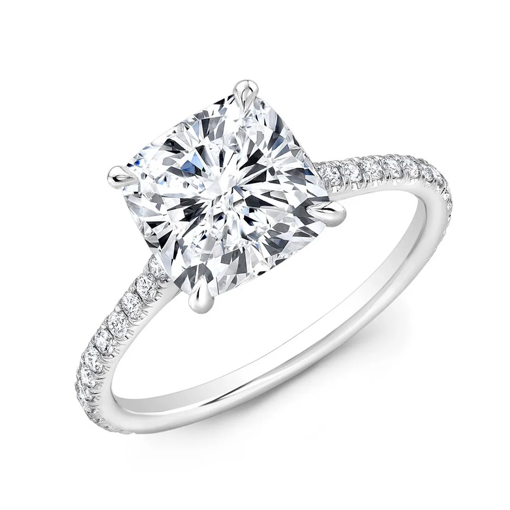 NiceGems 1.4ct 14k белое или розовое золото DF обручальное кольцо из муассанита с подушкой