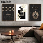 Модная Картина на холсте в виде флакона духов, Настенная картина, черное мрамор для гостиной, домашний декор, картины для украшения спальни