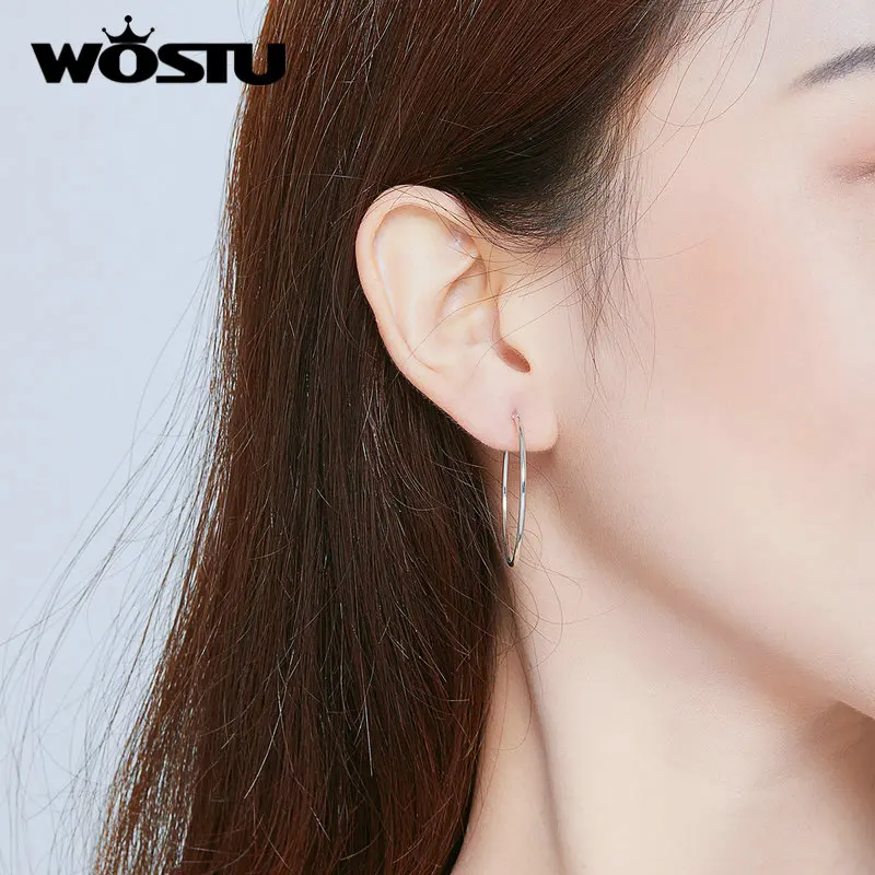 Женские серьги кольца из серебра 100% пробы в минималистическом