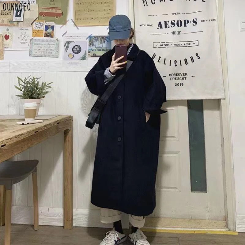 

Женское длинное пальто, модная верхняя одежда в корейском и британском стиле ретро, ветровка, теплое шерстяное пальто, зимнее женское плотн...