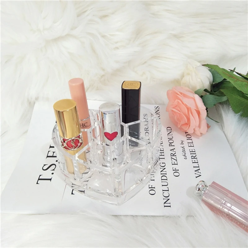 Красивая прозрачная косметичка в форме сердца органайзер для макияжа губная