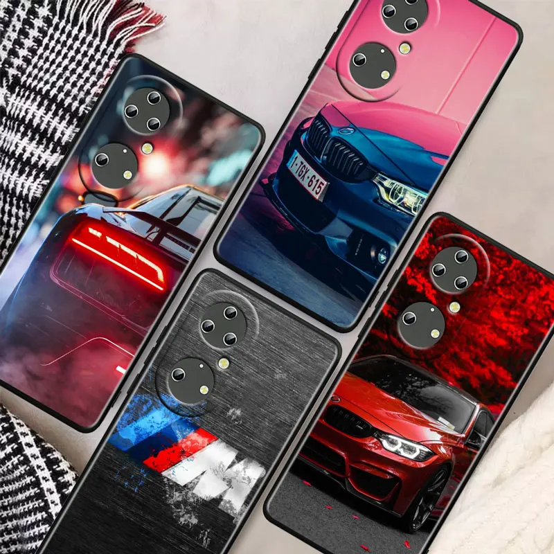 

Red blue sports car Soft Silicone Shockproof Black Phone Cover For Huawei P30 Pro P40 Lite P20 P50 5G P10 Plus Case