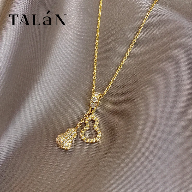 

New Fashion crystal Gold Color Alloy Metal Pendant Necklaces for Women Ethnic Statement Lucky Gourd Party Girl's Jewelry Gift