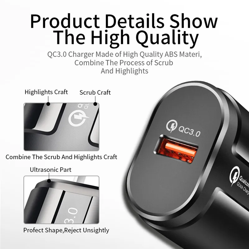 USLION Quick Charge QC 3 0 USB EU US зарядное устройство для iPhone Samsung Xiaomi универсальная Быстрая