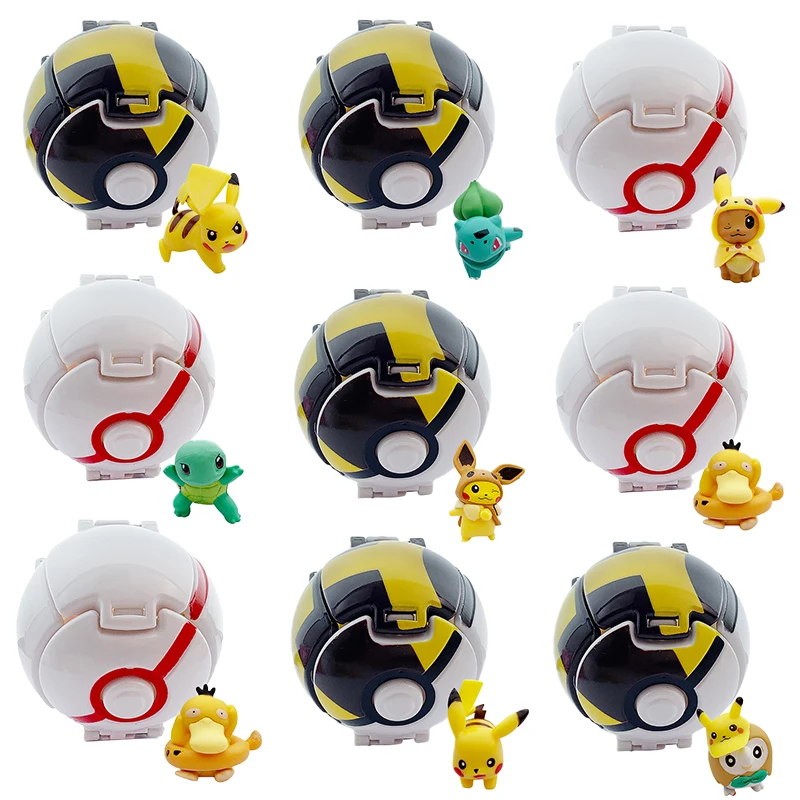 

TAKARA TOMY Pokemon Anime Figure Game Go Pokeball Bulbasaur Rowlet Pichu Eevee Psyduck Pikachu Squirtle action Ball kids Toys