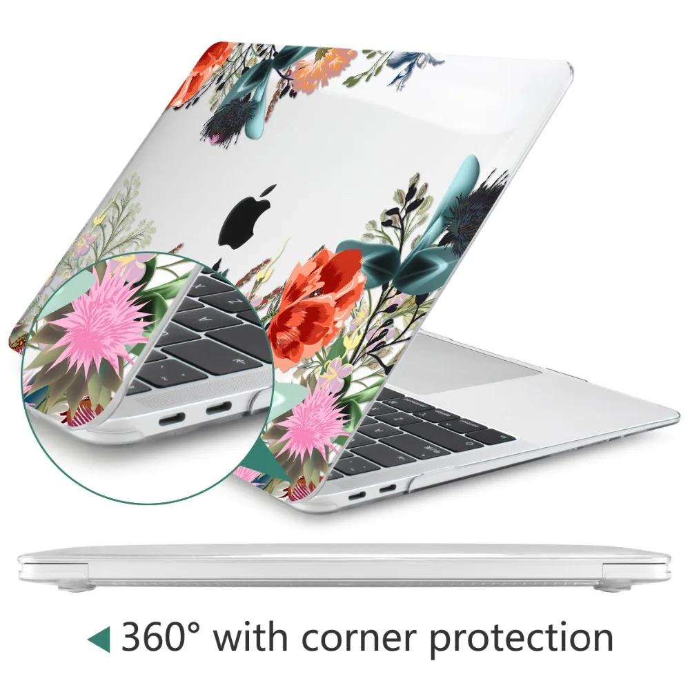 Жесткий Чехол для ноутбука с цветочным принтом для Macbook Pro retina 11 12 13 15 Air Pro 15 16 A2141 A1932 A1989 чехол с кристаллами