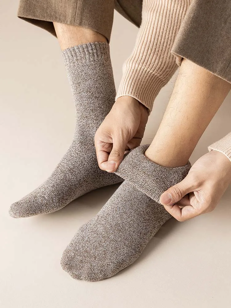 Winter Men's Thick Warm Cotton Socks Harajuku Retro Business Casual Socks 5 Pair