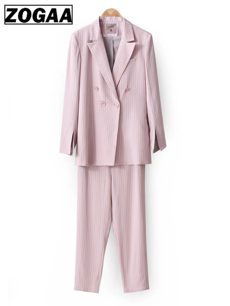 Костюм осенний двубортный офисный женский клетчатый Блейзер Костюмы наборы