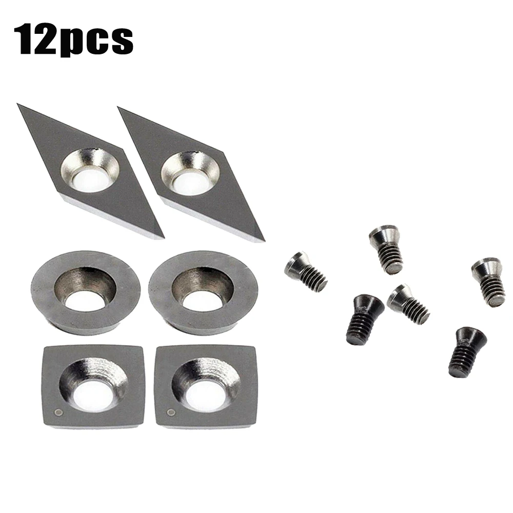 

1 Set Of Silver Carbide Cutters Inserts Set Wood Lathe Turning Tools For Woodworking With 6pcs Screws 3 Sizes