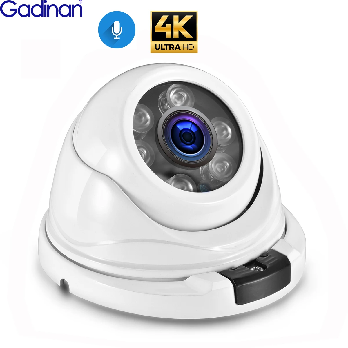 IP-камера Gadinan 4K Ultra HD 8 Мп широкоугольная 2 мм Наружная аудио POE H.265 металлическая
