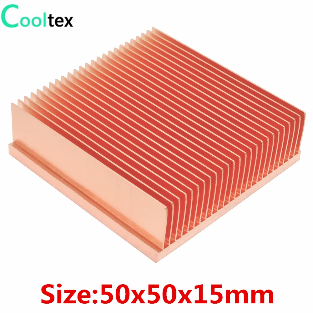 Чистый медный радиатор 50x50x15 мм Skiving Fin Радиатор для электронной оперативной памяти чип светодиодный IC MOS Охладитель Охлаждения