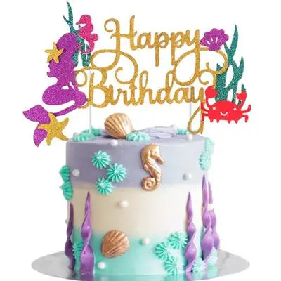 

Little Mermaid Topper Mermaid Cake Topper Mermaid Birthday Party Supplies Mermaid Birthday Cake Decor 1st Girl Birthday Party
